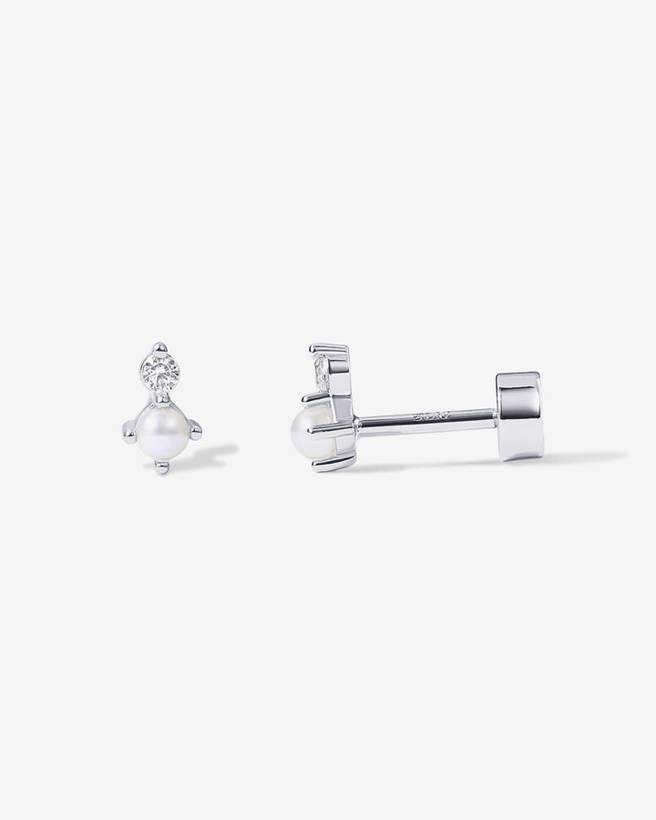 Pearl & Crystal Stud Screw Back Earrings – view 2