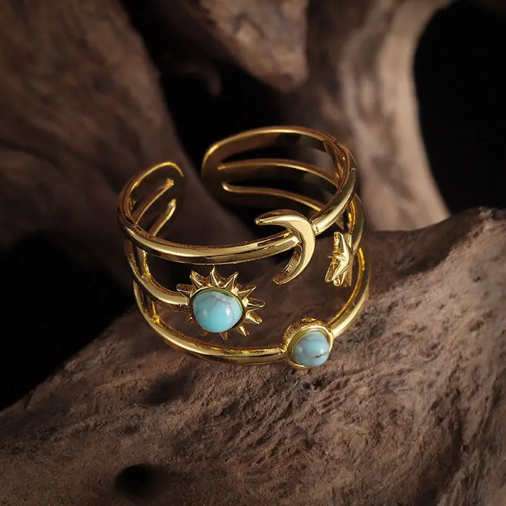 Soluna Turquoise Orbit Ring | Gold – view 2