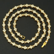 Classic Cluster Tennis Necklace | White Gold