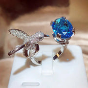 Adjustable Hummingbird Gemstone Ring â€“ Zircon, Gold – view 3