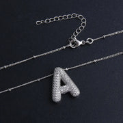 Bubble letter initial necklace set | White Gold – view 8