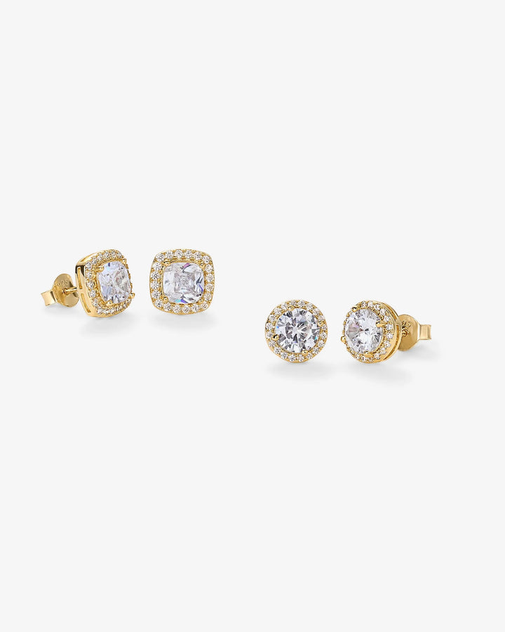 Cubic Zirconia Halo Stud Earring Pack