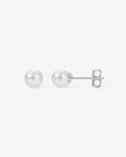 Round White Freshwater Cultured Pearl Earrings – view 4