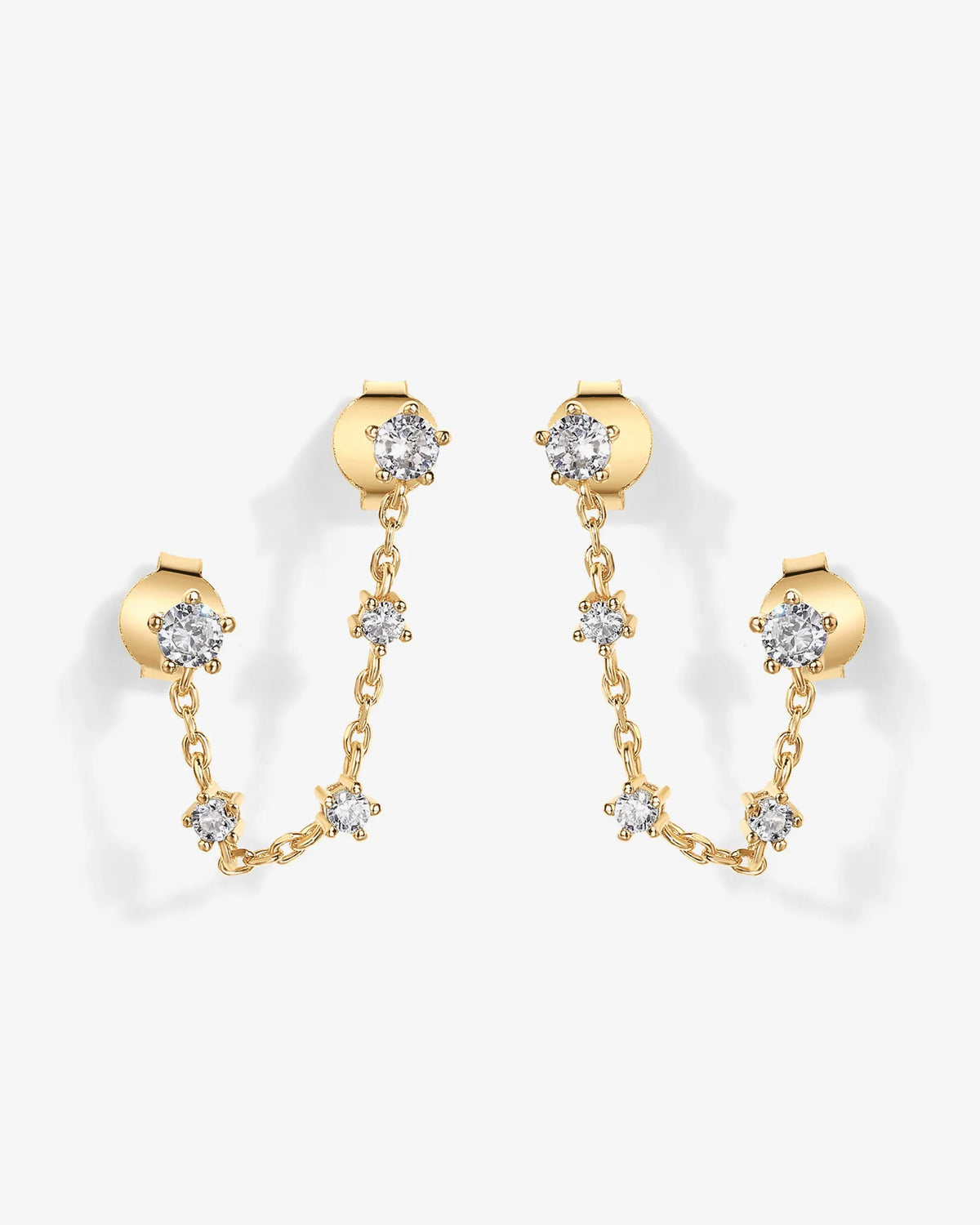 Chained Station Double Piercing StudsEarrings
