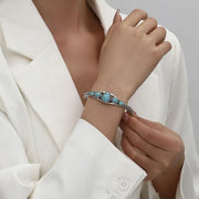 Turquoise Teardrop Open Bracelet | White Gold – view 3