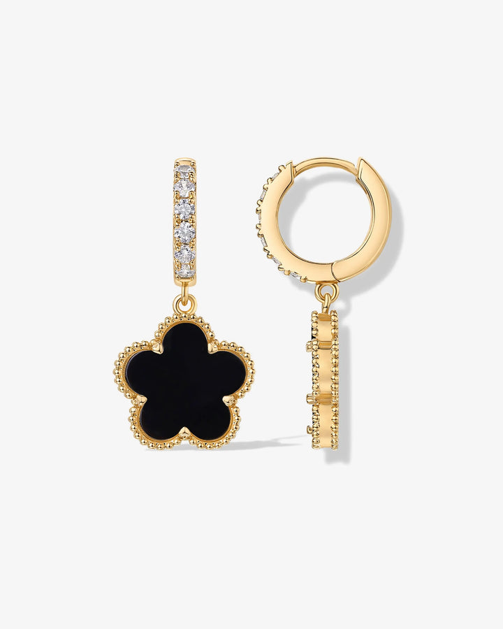 Mother of Pearl & Onyx Huggie Earrings – view 2