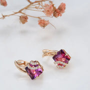 Crimson Square Crystal Earrings | Rosegold – view 5