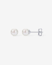 Round White Freshwater Cultured Pearl Earrings – view 5