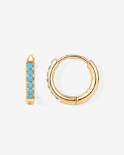 Waterproof Turquoise Stud and Huggie Earring Set – view 5