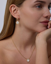 Mother of Pearl & Onyx Huggie Earrings – view 5