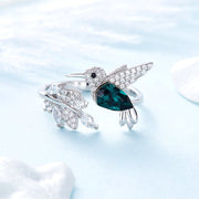 Adjustable Hummingbird Sparkle Ring with Rhinestone Diamond – view 2