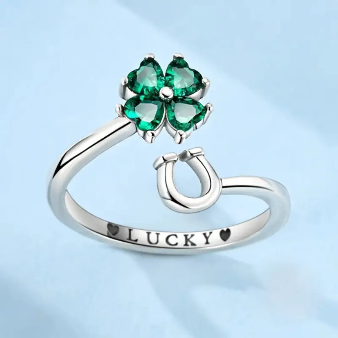 Adjustable Green Blossom Lucky Ring