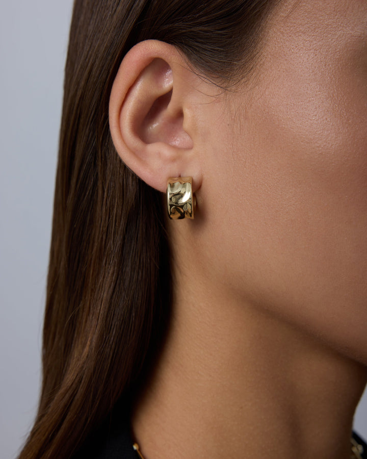 Waterproof Bold Textured Hoop Earrings – view 2