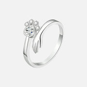 Silver Adjustable Ring – Hand and Paw Print Design