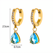 Aquamarine Teardrop Hoop Earrings | Gold – view 4