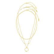 Open Circle Three Row Necklace | White Gold – view 4