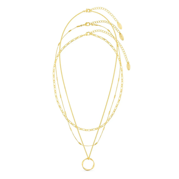 Open Circle Three Row Necklace | Gold – view 2