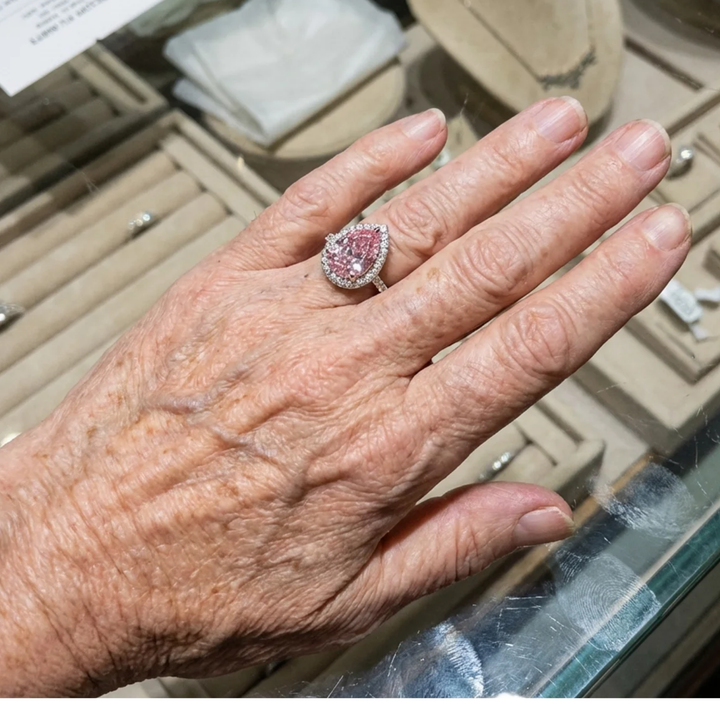 Teardrop Pink Sapphire Ring | White Gold – view 2