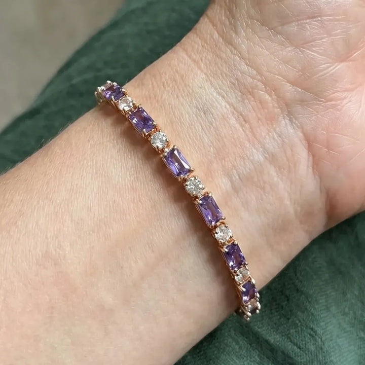 Amethyst Prism Tennis Bracelet | Rose Gold – view 2