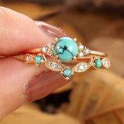 Aureva Turquoise Crown Ring Set | Gold – view 3