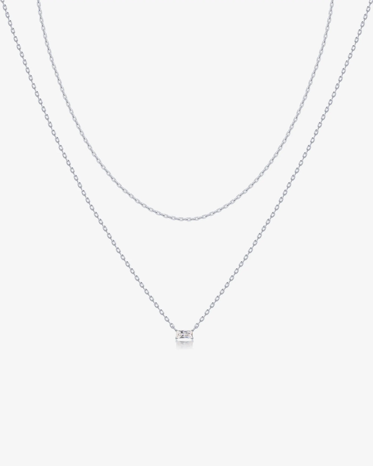 Layered Baguette Pendant Necklace