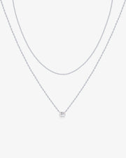 Layered Baguette Pendant Necklace