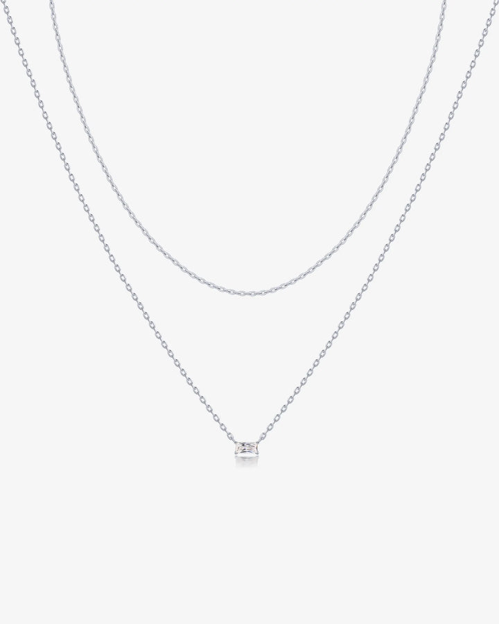 Layered Baguette Pendant Necklace