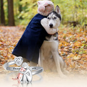 Adjustable Dog Ring in Silver – “Always in My Heart” with Zirconia – view 3