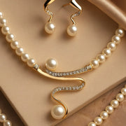 Natural Pearl Necklace + Earrings Set – view 3