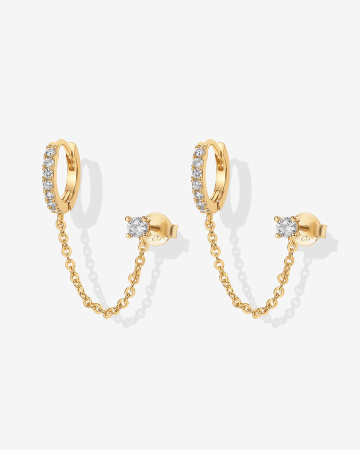 Chained Huggie Hoop with CZ StudEarrings