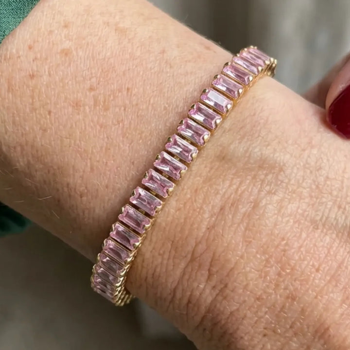 Pink Sapphire Vertéa Tennis Bracelet | Gold – view 2