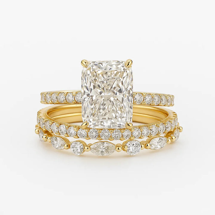Jaily 3PC Wedding Ring Set | White Gold