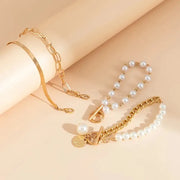 Chic Gold 4-Piece Bracelet Set - Snake, Pearls & Links | Gold – view 5
