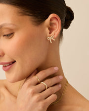 Cubic Zirconia Bow Stud Earrings – view 5