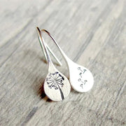 Silver Dandelion Leaf Earrings – view 2