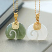 Hetian Jade Elephant Pendant Necklace â€“ Gold Plated Chain for Women – view 3