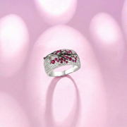Ruby Blossom Tree Ring | White Gold – view 3