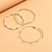 Coastal Charm 3-Piece Layered Anklet Set | Gold – view 2