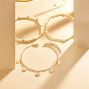 Coastal Charm 3-Piece Layered Anklet Set | Gold – view 3
