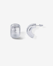 Chunky Ribbed Hoop Earrings – view 2
