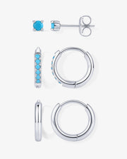 Waterproof Turquoise Stud and Huggie Earring Set – view 2