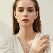Pave letter initial necklace set | Gold – view 4