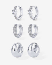 Huggie and Hoop CZ TrioEarrings – view 6