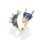 Adjustable Dragon Ring in Silver and Hand Painted Enamel – view 2