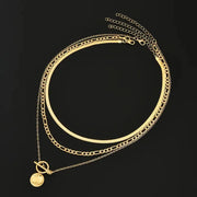 Savira Textured Coin Layered Necklace | Gold – view 5
