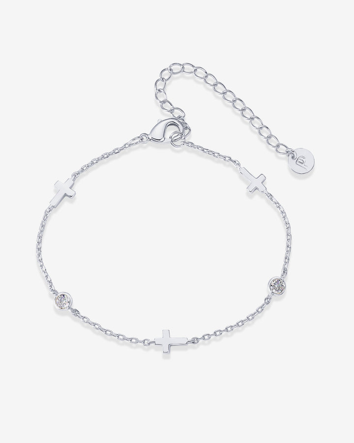 Simulated Diamond Cross Station Chain Bracelet – view 2