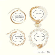 Chic Gold 4-Piece Bracelet Set - Snake, Pearls & Links | Gold – view 6
