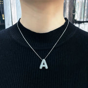 Bubble letter initial necklace set | White Gold – view 9