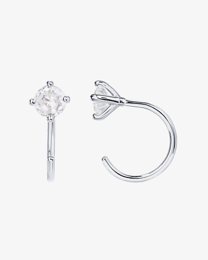 Solitaire Half Hoop HuggieEarrings – view 2
