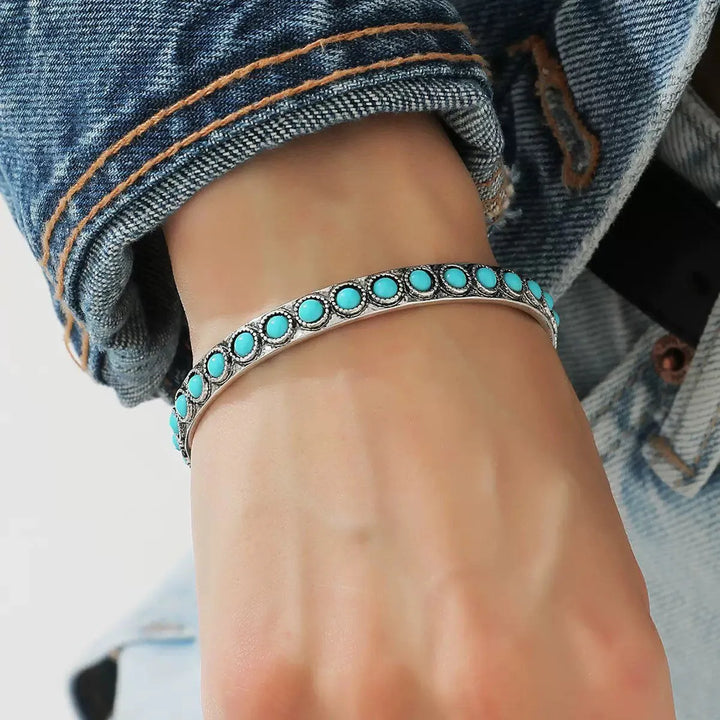 Talisse Turquoise Open Bracelet | White Gold – view 2